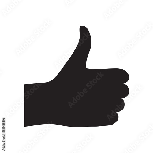 A Black Silhouette of a Hand Giving a Thumbs Up Indicating Approval and Positive Sentiment and Agreement