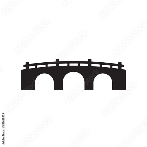 Simple Black and White Bridge Silhouette Design Decorative Modern Architectural Icon Vector Illustration Graphic Art