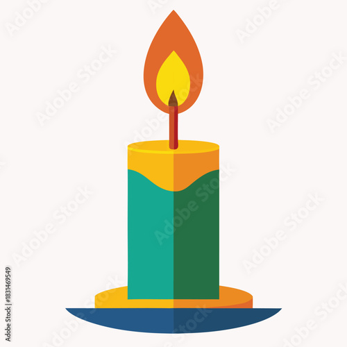 burning candle on a white background
