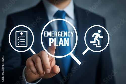 Concept of emergency response plan. Learn and prepare in emergency situation. Emergency Preparedness Training.new