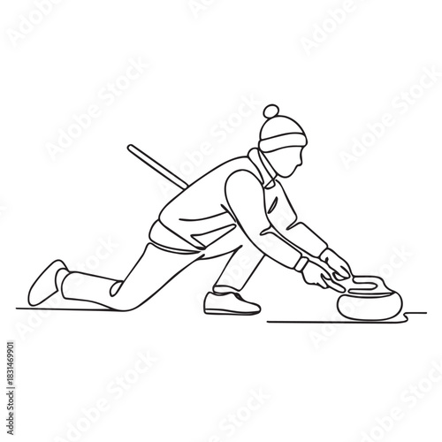 Continous line of curling sport