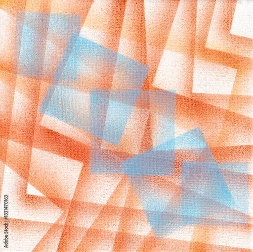 Dynamic Abstract Acrylic Composition in Orange and Blue