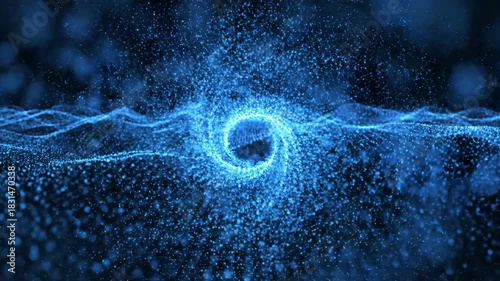 Wallpaper Mural ﻿Seamless looping abstract background of vibrant blue particles flowing and converging across a dark digital space seamless looping, blue particles, deep blue Torontodigital.ca