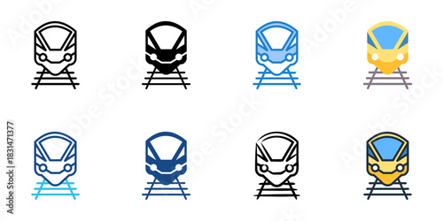 Train icon set multiple style vector collection. Editable Stroke 
