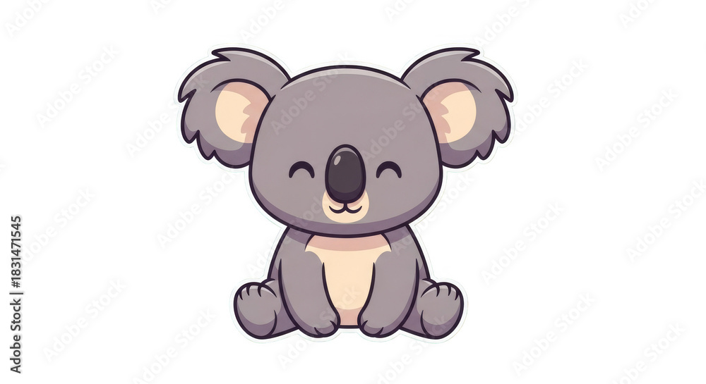Naklejka premium Smiling Koala Character on Black Backdrop