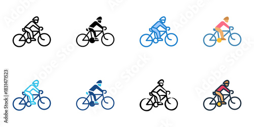 Bicycle icon set multiple style vector collection. Editable Stroke 
