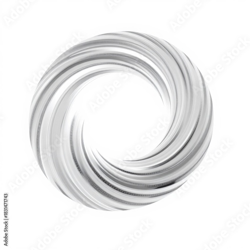 Abstract silver swirl design element on white background modern art.