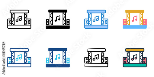 Concert icon set multiple style vector collection. Editable Stroke 
