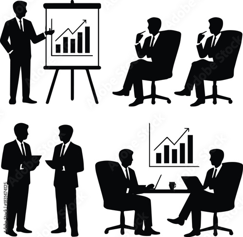 meeting two colleagues discussing data and documents at table