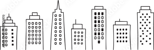 skyline architectural skyline outline seven buildings vector for design use
