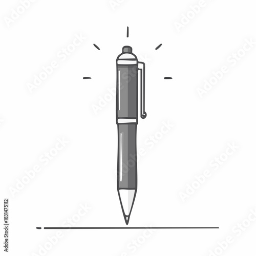 Vector illustration of a ballpoint pen, a writing tool, depicted in a clean, minimalist style