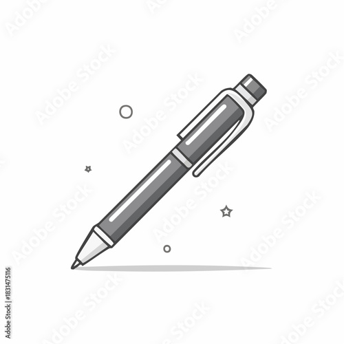 Monochrome vector icon of a ballpoint pen for writing and drawing