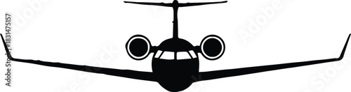 airplane twin engine t tail jet front view vector