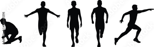 athlete silhouette sequence showing five stages of human movement