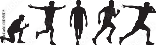 athlete motion silhouettes action poses for sport training