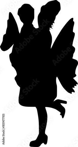 Mother and Daughter Fairy Silhouette.