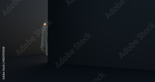 Mysterious Figure Peeking Around a Wall 