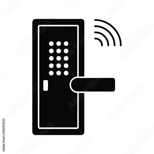 Digital smart door lock with keypad and wireless access control silhouette