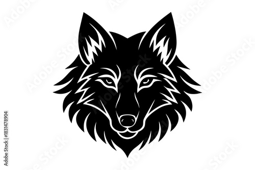 Wolf Head Howling Silhouette Vector, Wolf Head icon black symbol
