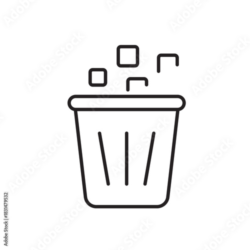 A vector icon representing automated data deletion with pixelated elements, created in line style with editable stroke