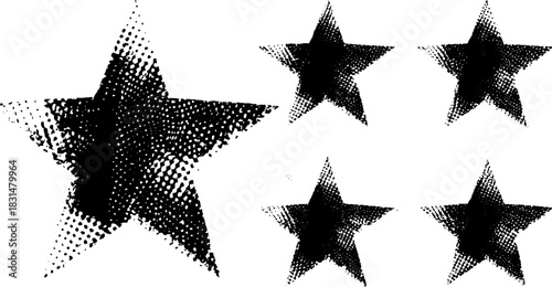 Black grunge star illustration with rough spray paint effects