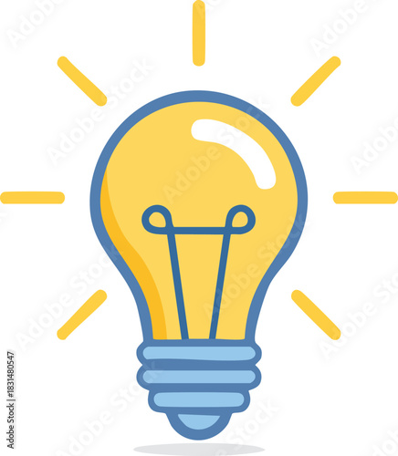 Vector light bulb icon illustrating a bright idea, innovation concept, and creative solution design
