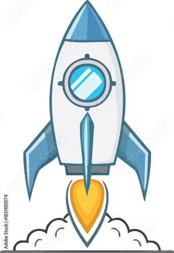 rocket in space vector illustration