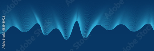 Dark blue halftone dotted abstract background, big data pattern, technology or futuristic visualization, waveform dot texture, music backdrop. ,Beautiful movement with glowing blurred particles.