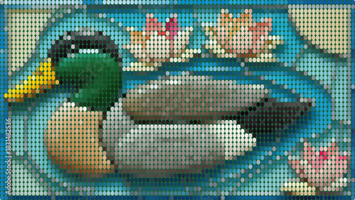 Stone Duck Design with round shape.