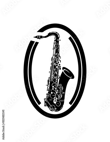 Elegant saxophone emblem for music events, bands, or jazz festivals