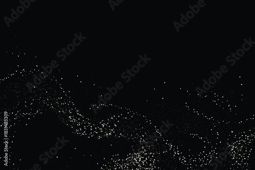 Abstract black and white vector pattern of Christmas stars and snowflakes with cold blue winter light on a dark night sky