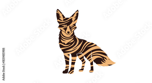 Striking fox illustration with a unique striped pattern, perfect for adding a touch of wild elegance to your designs and creative projects now!