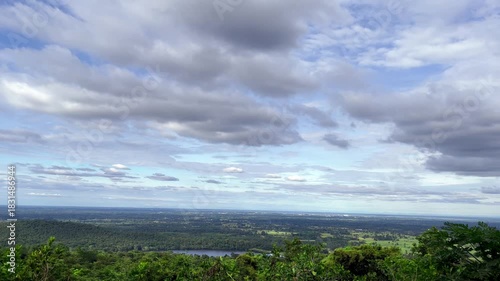 Landscape with Grey Clouds on Cloudy Blue Sky Background Record Video from Temple. Ban Dong Noi, Sakon Nakhon, Thailand. 04 NOV 2025, P.M./ Slow Down Video