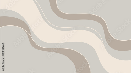 Abstract Muted Beige Flowing Shapes Background
