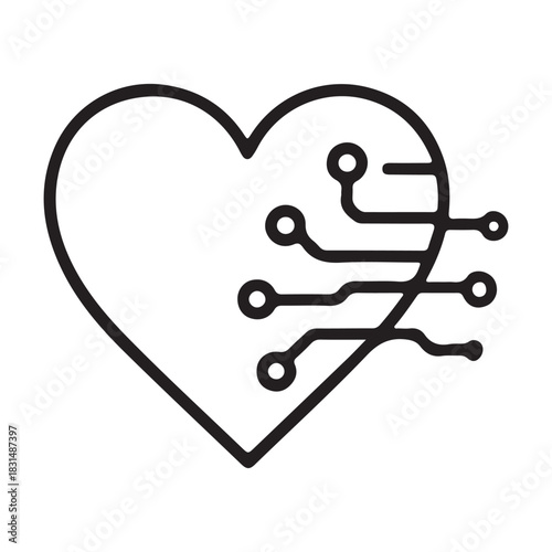 Digital heart technology symbol for health and innovation