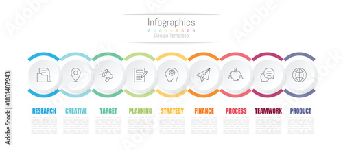 Infographic 9 options design elements for your business data. Vector Illustration.