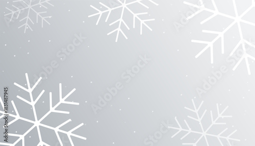 Abstract gray christmas background decorated with white snowflake shapes and copyspace, Vector illustration