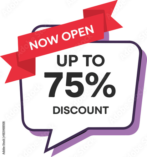 Promotional sale banner with up to 75% discount offer, perfect for advertising campaigns and attracting customers, isolated on