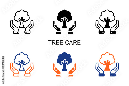 Tree Care Icon Multi Style Vector Illustration 