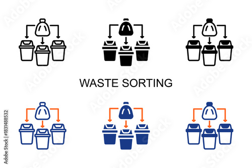 Waste Sorting Icon Multi Style Vector Illustration 