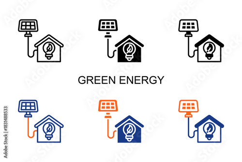 Green Energy Icon Multi Style Vector Illustration 