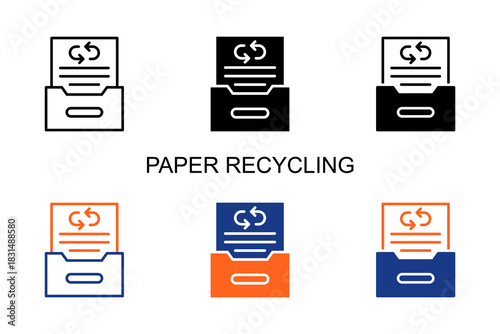 Paper Recycling Icon Multi Style Vector Illustration 