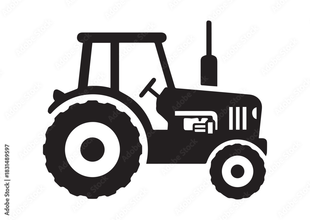 Obraz premium Tractor icon, Tractor silhouette vector
