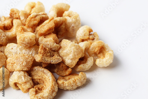 Crispy pork cracklings, a crunchy savory snack.