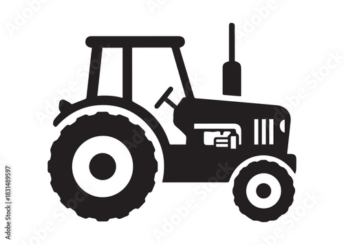 Tractor icon, Tractor silhouette vector