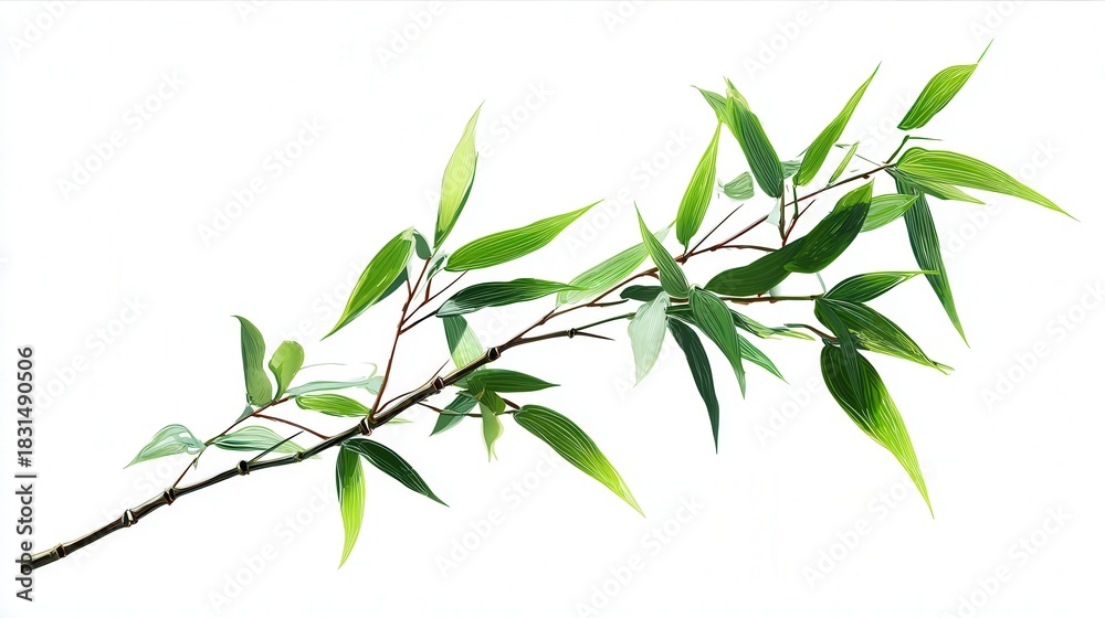 Obraz premium Bamboo branch minimal style isolated on white background