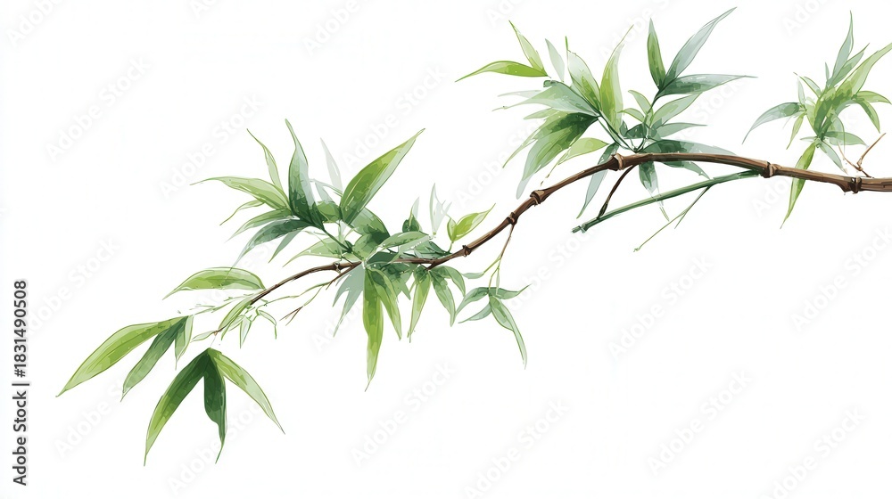 Obraz premium Bamboo branch minimal style isolated on white background