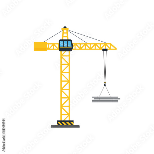 Tower crane icon. Construction equipment crane, Build machine, building construction isolated on white background