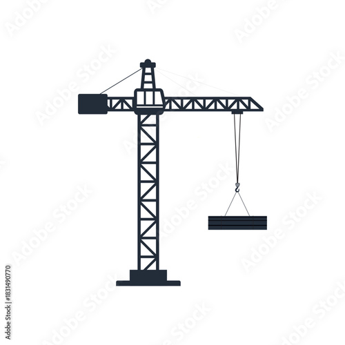 Tower crane icon. Construction equipment crane, Build machine, building construction isolated on white background