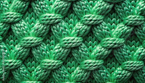 Soft green chunky yarn texture highlighted by warm sunlight, cozy and inviting, perfect for knitting, handmade crafts, or winter comfort concepts.